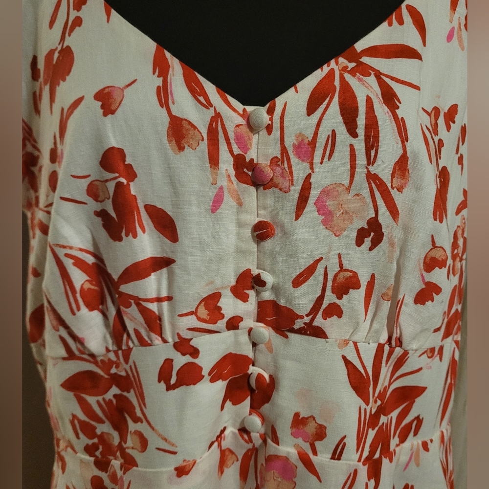 ​Banana Republic Floral Linen-Cotton Ruffle-Sleeve Dress - NWOT - 18 - Picture 4 of 14